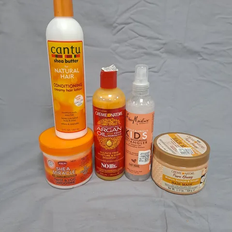 BOX OF APPROXIMATELY 15 ASSORTED HAIR CARE PRODUCTS TO INCLUDE CANTU CREAMY HAIR LOTION, CRÈME OF NATURE SHAMPOO AND AFRICAN PRIDE SMOOTHIE