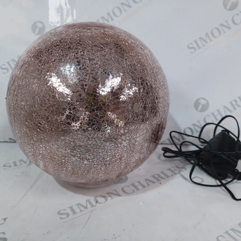 DESIGNER CRACKLE BLUSH PINK GLASS ORNAMENT 