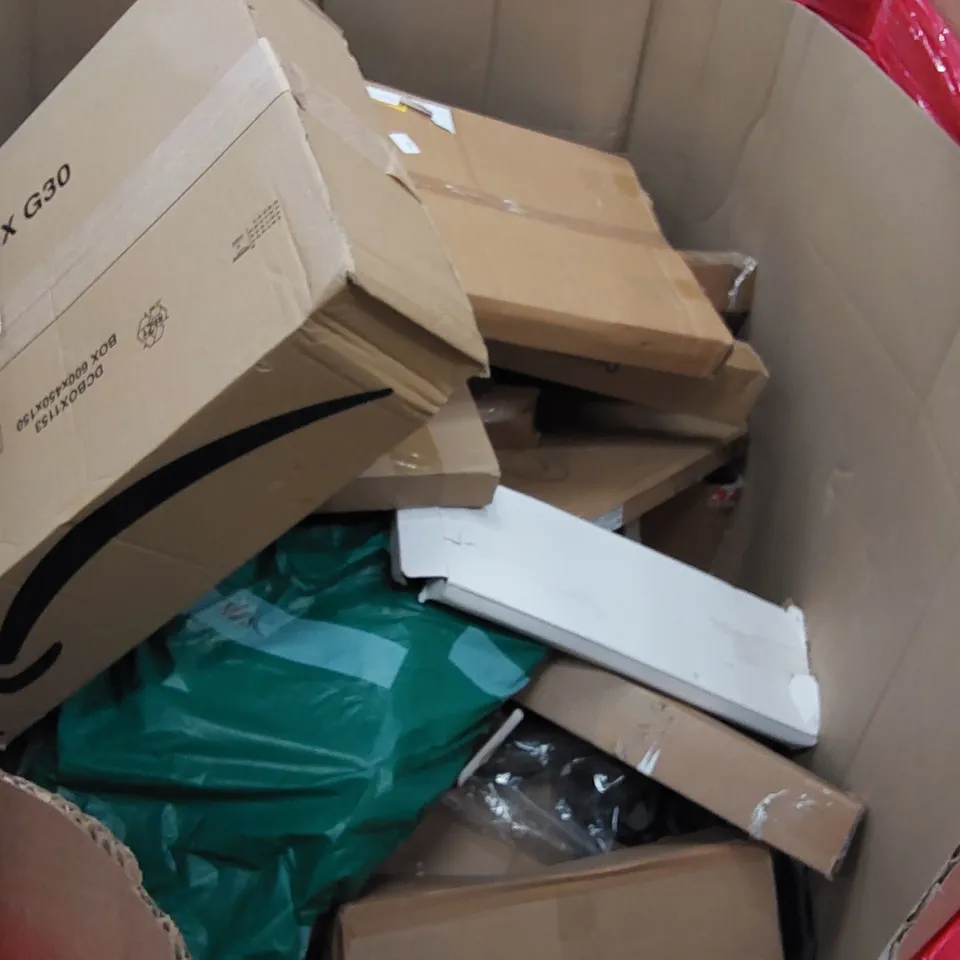 PALLET OF ASSORTED ITEMS INCLUDING: DEHUMIDIFIER, LARGE RUG, STORAGE RACK, METAL BUCKETS, BATHROOM CABINET 