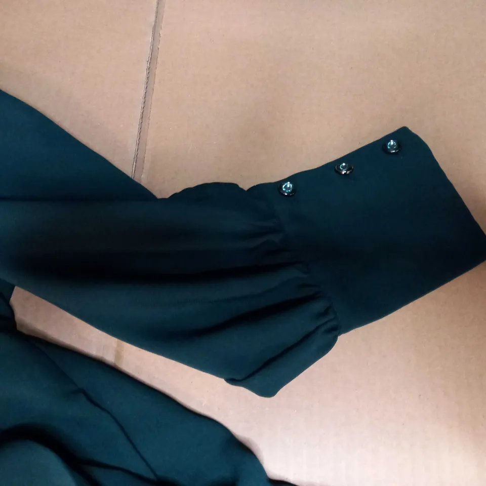 ZARA BOTTLE GREEN PLUNGE JUMPSUIT - MEDIUM