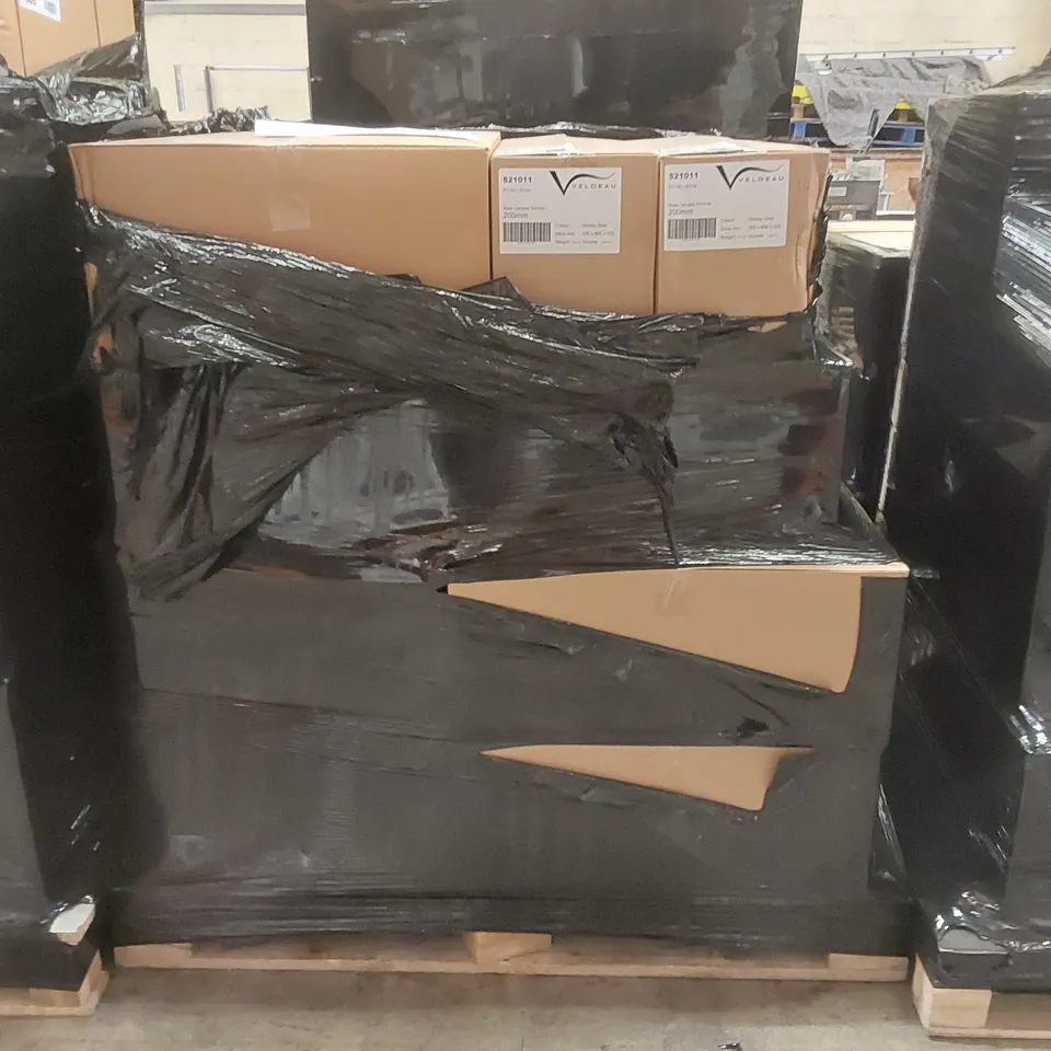 PALLET CONTAINING A LARGE ASSORTMENT OF BATHROOM FURNITURE PARTS INCLUDING: VELDEAU BASE CARCASSES ECT