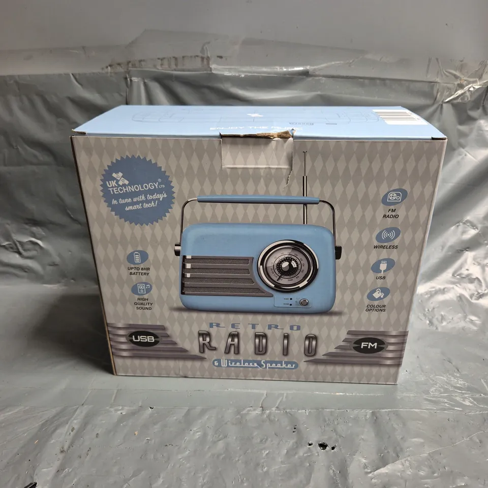 BOXED RETRO RADIO AND WIRELESS SPEAKER