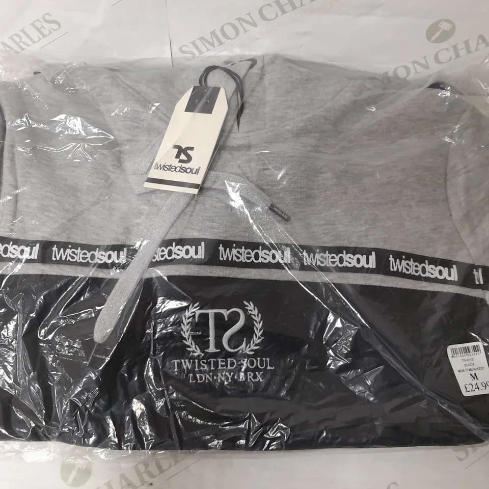 TWISTED SOUL MENS TS MILAN HOODIE IN GREY/BLACK - MEDIUM
