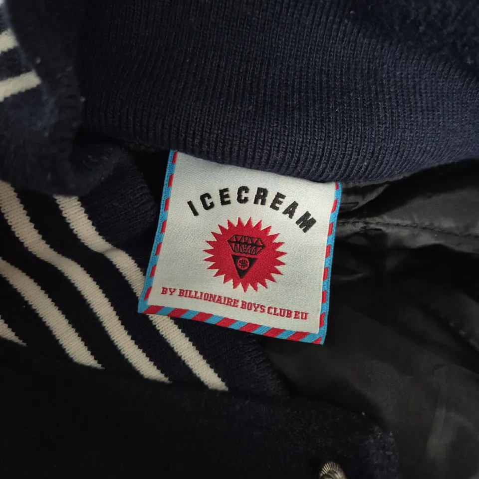 ICECREAM COLLEGIATE PATCH VARSITY JACKET IN NAVY - LARGE