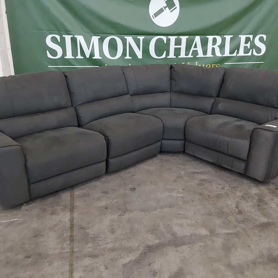 DESIGNER MANUAL RECLINING LARGE CORNER GROUP GREY MACAU FABRIC 