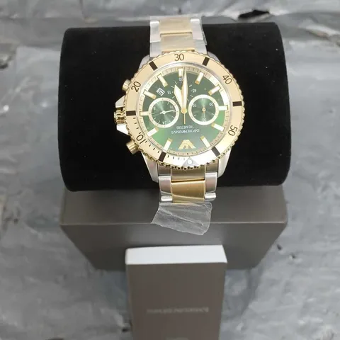 BOXED EMPORIO ARMANI AR11586 DIVER CHRONOGRAPH MEN'S WATCH IN GOLD/GREEN