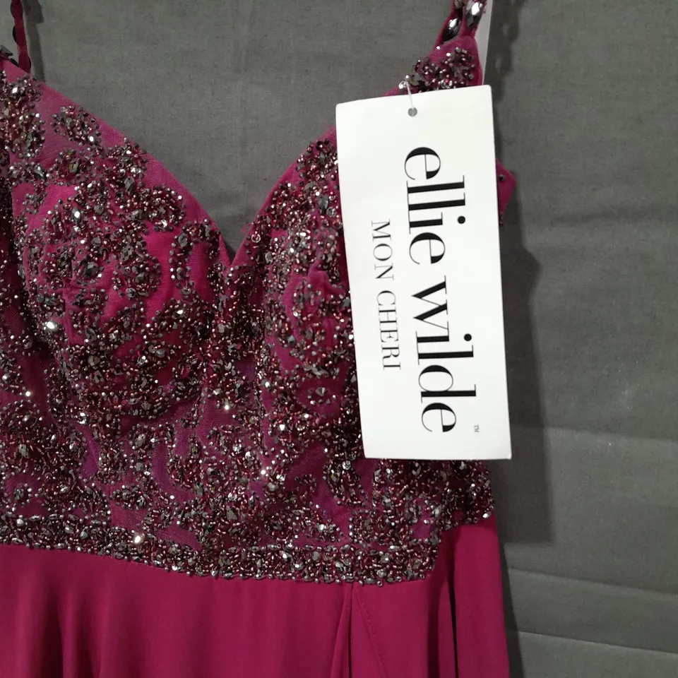 ELLIE WILDE EMBELLISHED OCCASIONAL DRESS IN MAGENTA - 8