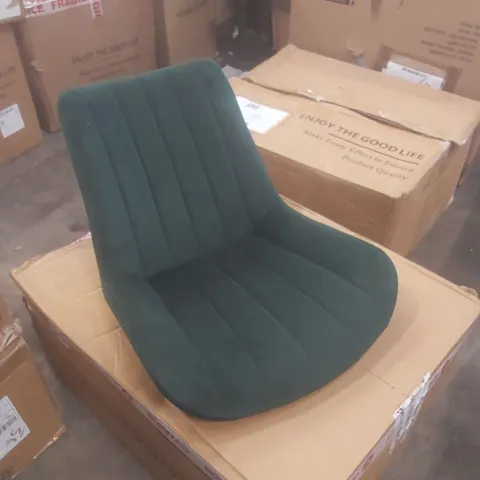 BOXED SET OF 2 GREEN VELVET UPHOLSTERED DINING CHAIRS