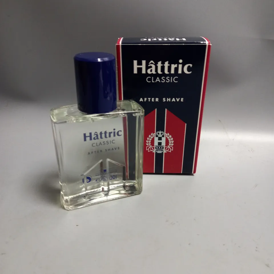 BOXED LOT OF APPROX. 80 X HATTRIC CLASSIC AFTERSHAVE 100ML