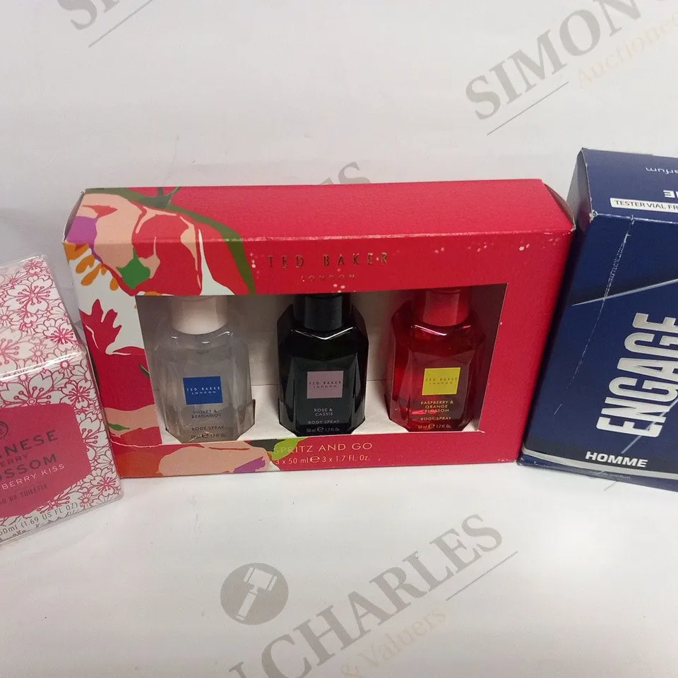 APPROXIMATELY 10 ASSORTED FRAGRANCES TO INCLUDE; TED BAKER, THE BODY SHOP AND ENGAGE