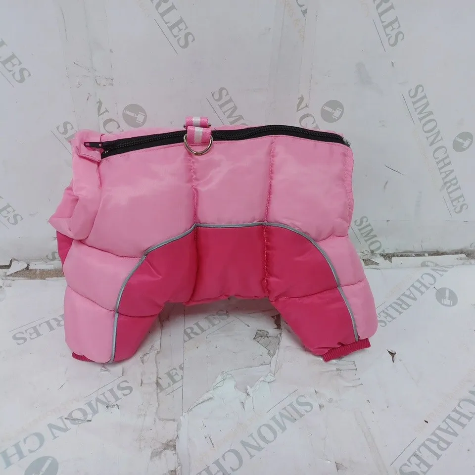 UNBOXED PINK COAT FOR SMALL DOGS. ZIP FASTENING QUILTED FOR WARMTH