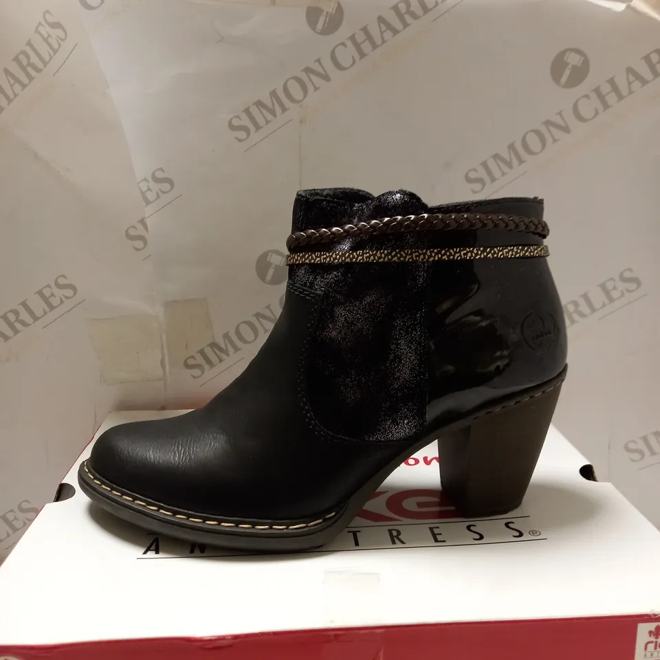 RIEKER ANKLE BOOTS WITH TASSLE FEATURE, BLACK - UK SIZE 6