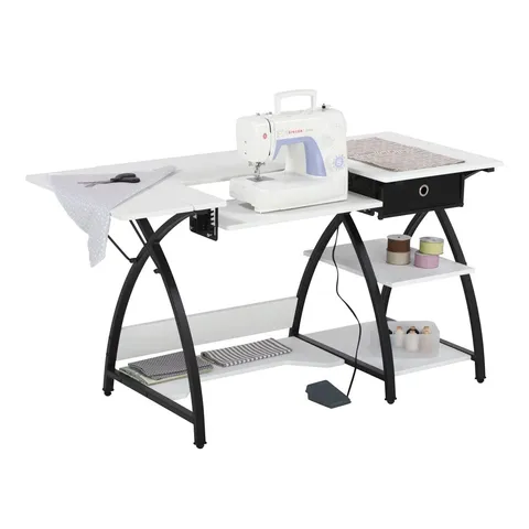 BOXED SHANDRA 144.15cm x 59.69cm FOLDABLE SEWING TABLE - BLACK/WHITE (1 BOX)