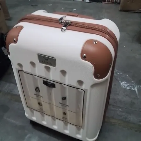 LUGG JETSET CABIN BAG CREAM WITH BROWN
