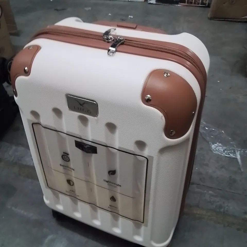 LUGG JETSET CABIN BAG CREAM WITH BROWN 