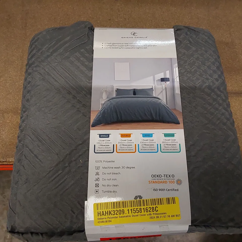 ONTONIO POLYESTER GEOMETRIC DUVET COVER WITH PILLOWCASES - KING SIZE (1 ITEM)