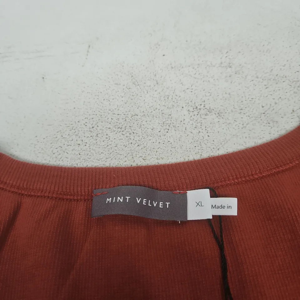 MINT VELVET RUST COTTON SCOOP VEST TOP, UK XL