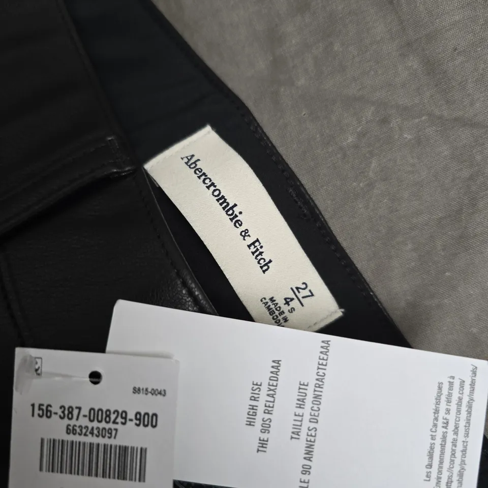 ABERCROMBIE & FITCH BLACK FAUX LEATHER-LOOK PANTS – WOMEN’S, 27 SHORT