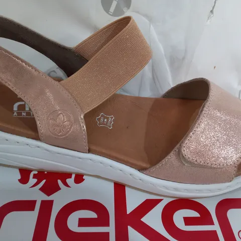 BOXED PAIR OF RIEKER SANDAL'S IN PINK SIZE 7