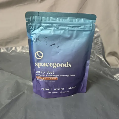 SPACEGOODS ASTRO DUST – MUSHROOM + ADAPTOGEN EVENING BLEND, CHOCOLATE FLAVOUR, 240 G (RESEALABLE STAND-UP POUCH)