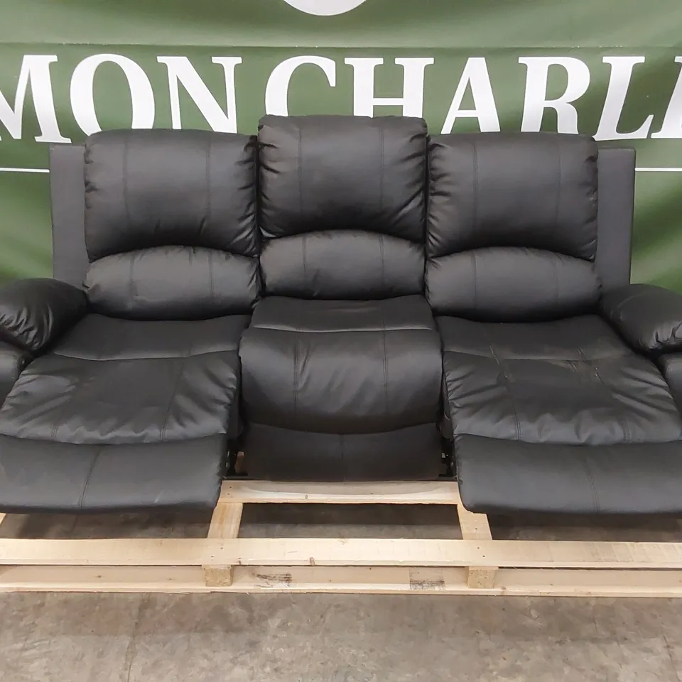 QUALITY DESIGNER MANERVIS 3 SEATER MANUAL RECLINING FAUX LEATHER SOFA 