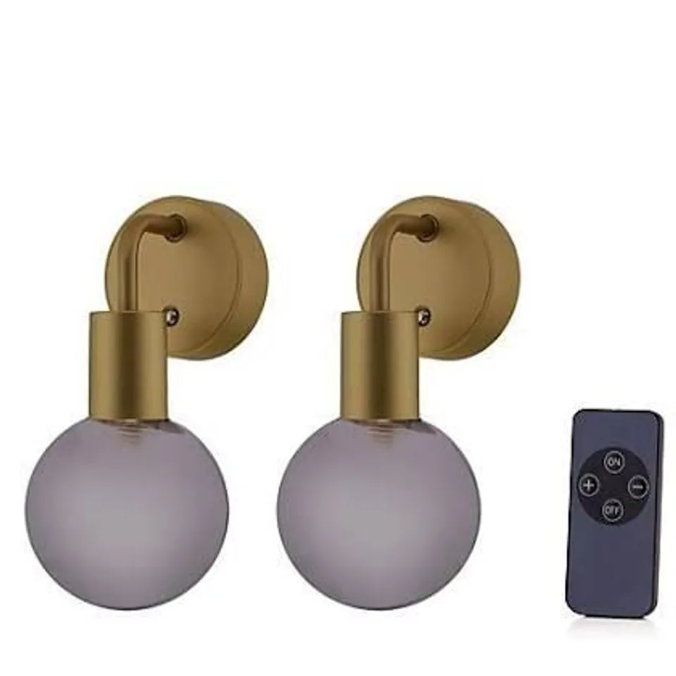 SFIXX SET OF TWO RECHARGEABLE GLASS WALL LIGHTS WITH REMOTE