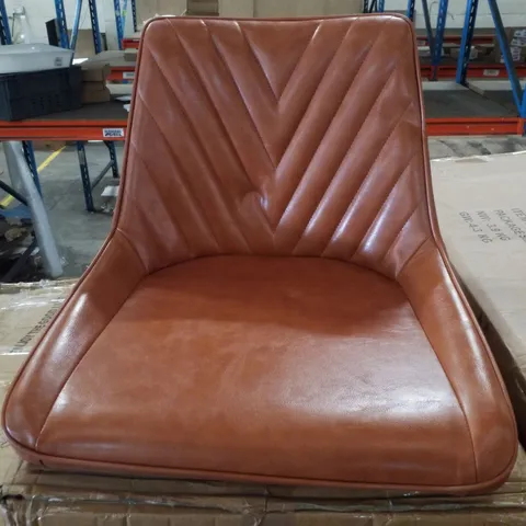 BOXED PAIR OF FAUX BROWN LEATHER BAR STOOLS