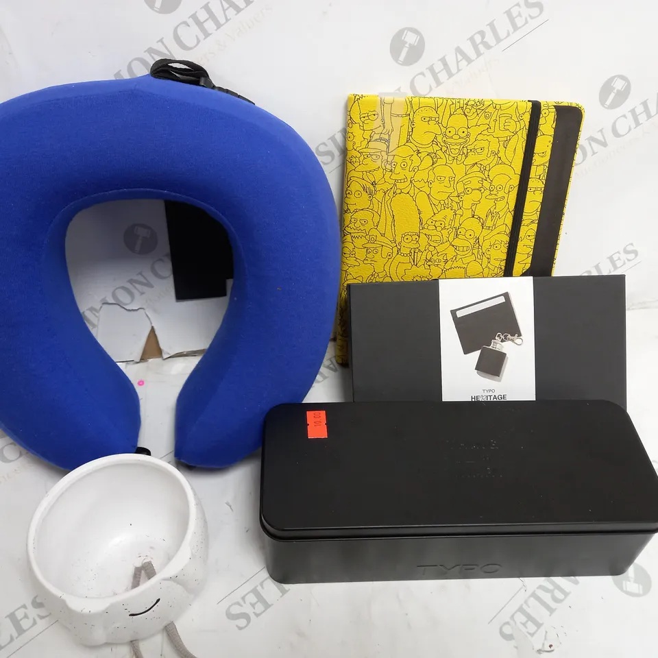 APPROXIMATELY 5 COTTON ON ITEMS INCLUDING BLUE NECK PILLOW, SIMPSONS NOTEBOOK