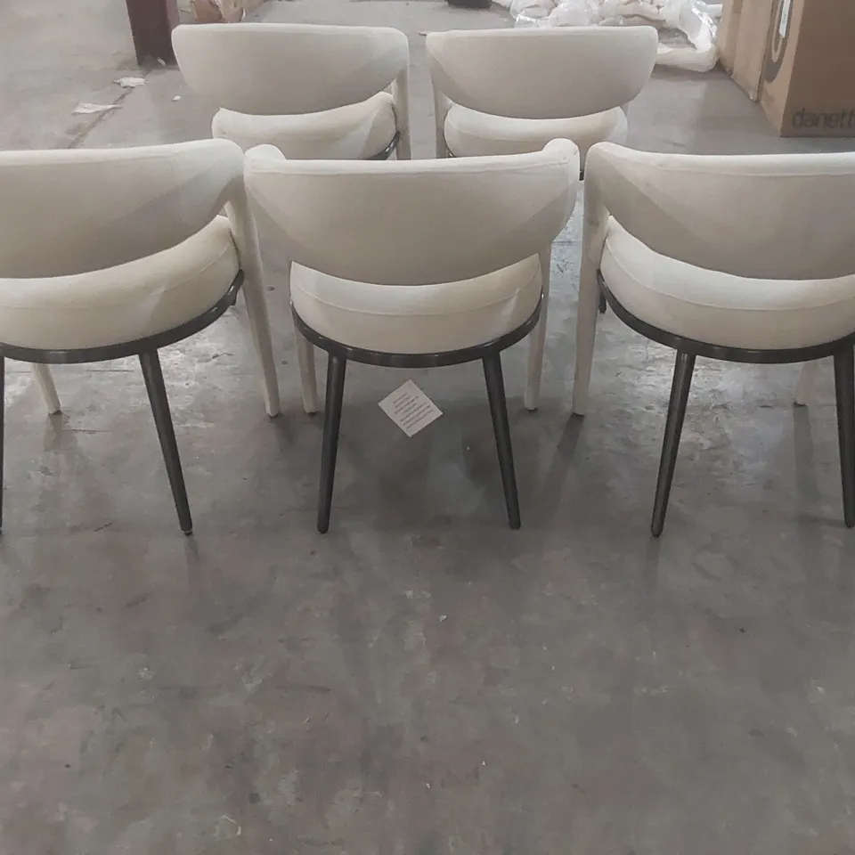 SET OF 5x DANETTI RHETT CREAM PLUSH FABRIC DINING CHAIRS