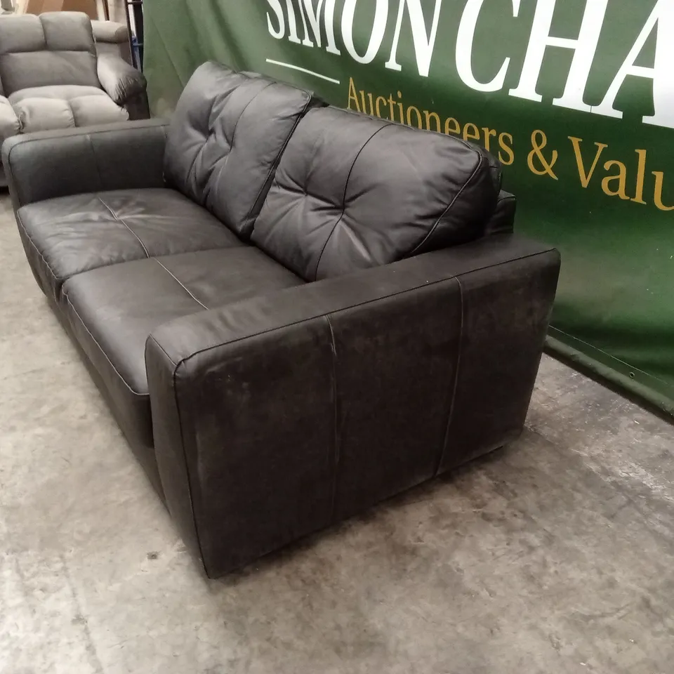 ARDEN ITALIAN LEATHER 3 SEATER SOFA - BLACK  RRP £1399