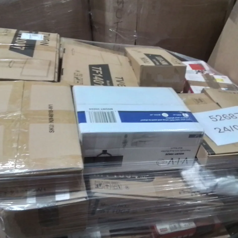 PALLET CONTAINING A VERY LARGE QUANTITY OF MONITOR WALL BRACKETS,TVS