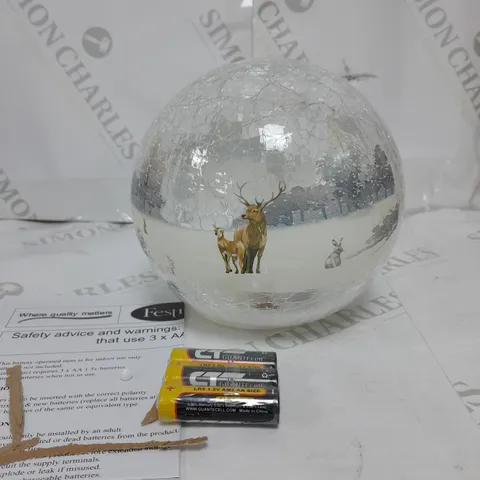 FESTIVE PRE-LIT SCENIC CRACKLE GLASS SPHERE