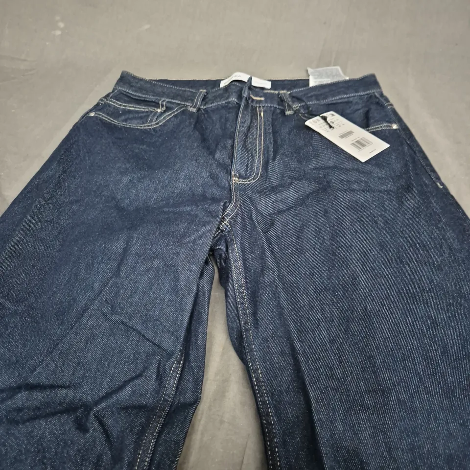 BERSHKA WIDE LEG DARK DENIM JEANS- EUR 40