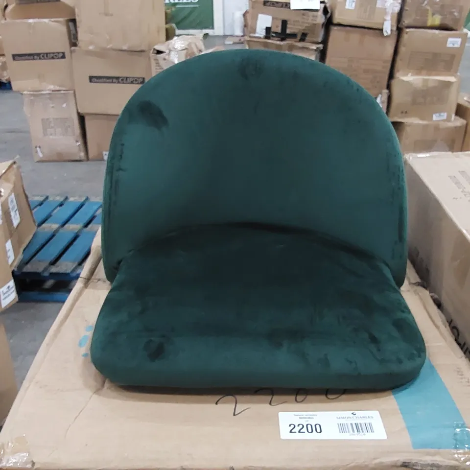 BOXED CLIPOP FORZA SET OF 2 GREEN VELVET BAR STOOLS (1 BOX)