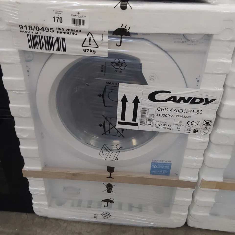 CANDY INTEGRATED WASHING MACHINE CBD 475D1/1-80 WHITE