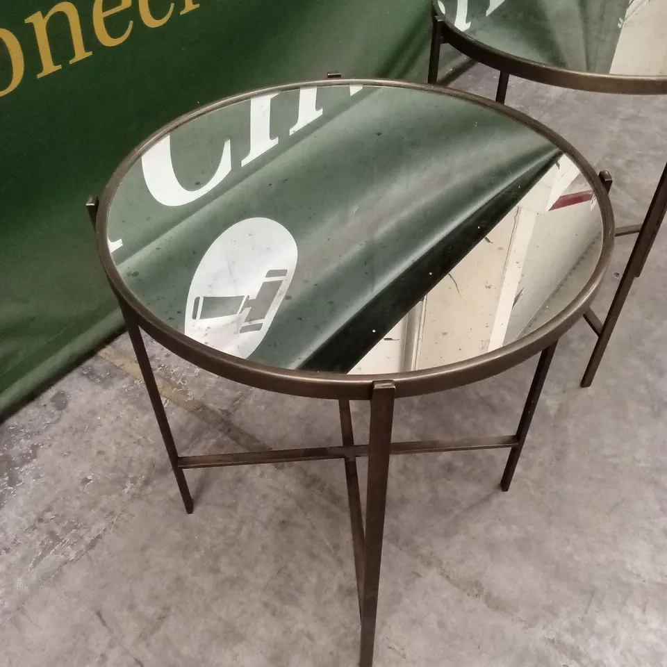 2 x QUALITY DESIGNER BRASS GLASS ROUND TABLES
