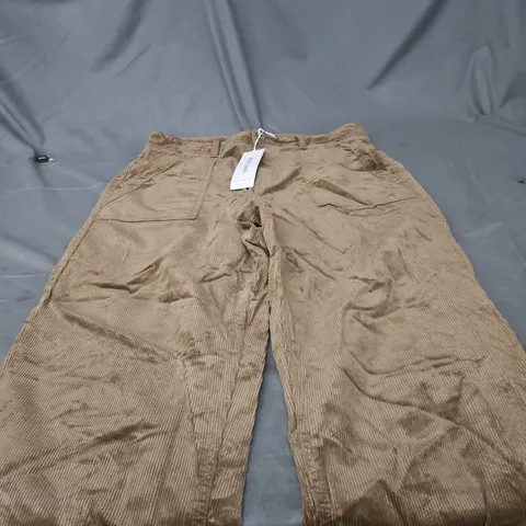PER UNA WOMEN'S CORDUROY TROUSERS – BROWN, UK 14 REG, WITH MODAL