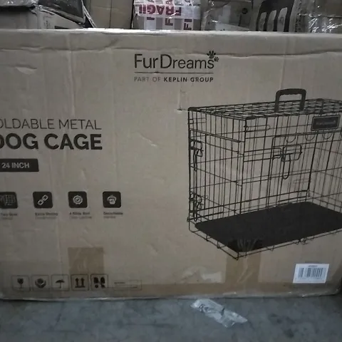 BOXED 24INCH FOLDABLE METAL DOG CAGE