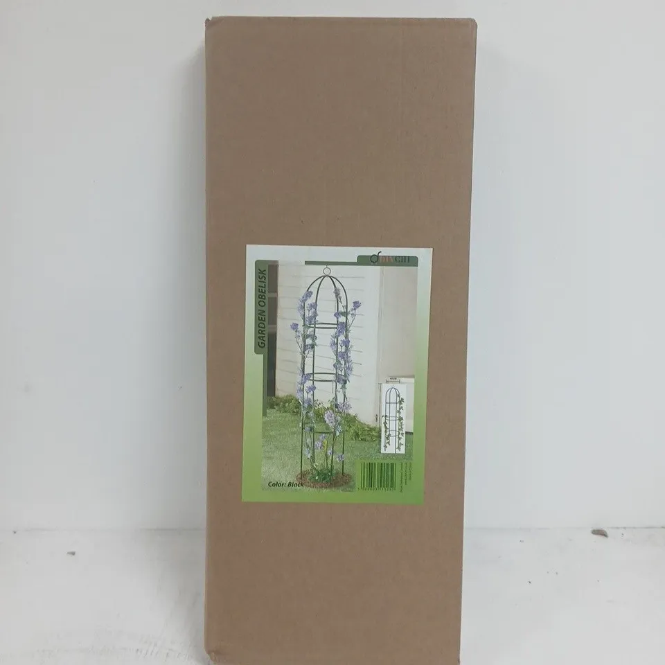 GARDEN OBELISK – METAL GARDEN STRUCTURE, BLACK, BOXED