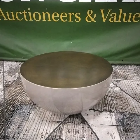 QUALITY ITALIAN MADE MERIDIANI BONGO WARM-GREY COFFEE TABLE WITH BRONZED BRASS TOP 