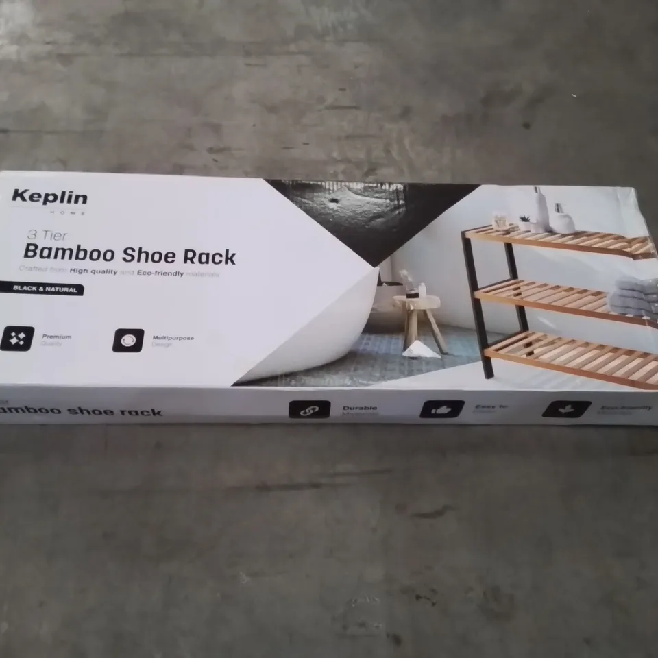 BOXED KEPLIN 3 TIER BAMBOO SHOE RACK 
