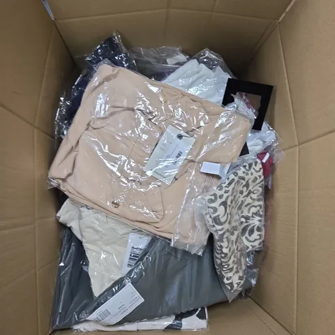BOX OF APPROXIMATELY 20 ASSORTED ITEMS TO INCLUDE: LA MAREY GREEN DRESS