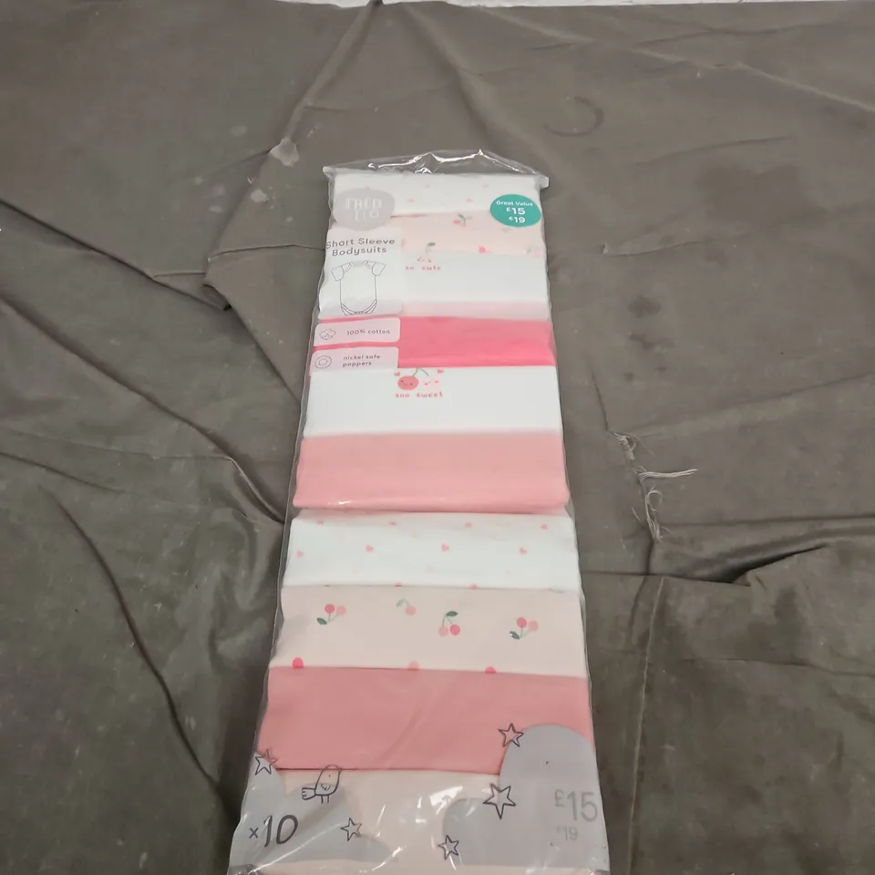 FRED & FLO BABY SHORT SLEEVE BODYSUITS – PACK OF 10