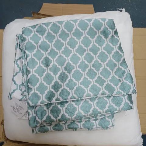 LOT OF 4 SOFA CUSHIONS WITH COVERS TEAL