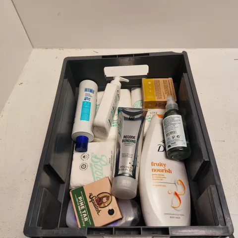 TOTE OF APPROXIMATELY 12 ASSORTED COSMETICS TO INCLUDE: BARE ANATOMY HAIR GROWTH SPRAY