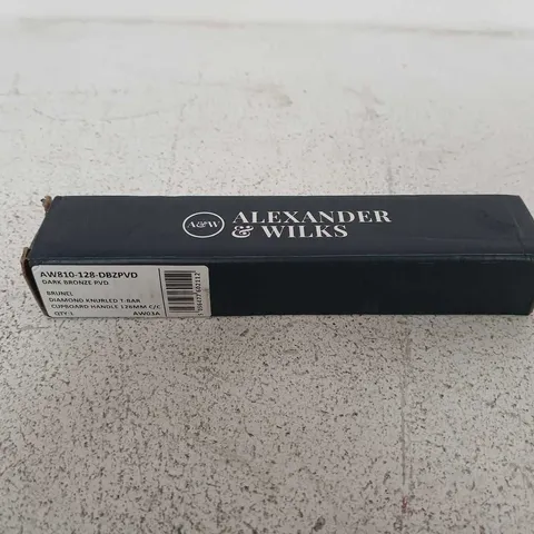 BOXED AW810-128-DBZPVD - ALEXANDER & WILKS BRUNEL DIAMOND KNURLED T-BAR CABINET HANDLE - DARK BRONZE PVD - 128MM CENTRES