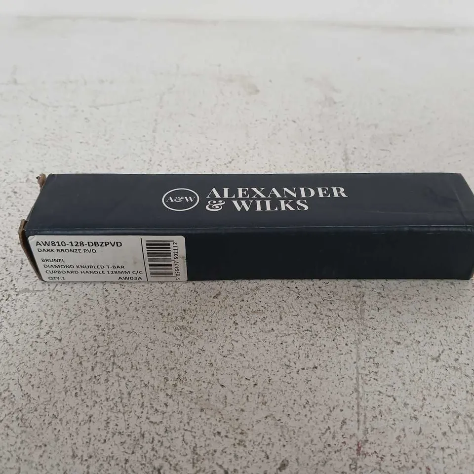 BOXED AW810-128-DBZPVD - ALEXANDER & WILKS BRUNEL DIAMOND KNURLED T-BAR CABINET HANDLE - DARK BRONZE PVD - 128MM CENTRES 