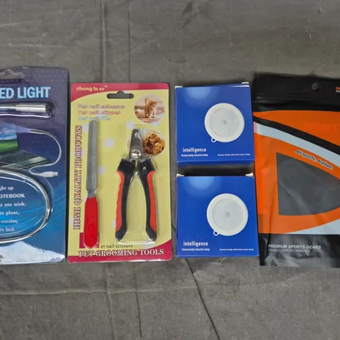 APPROXIMATELY 10 ASSORTED HOUSEHOLD ITEMS TO INCLUDE USB LED LIGHT, PET GROOMING TOOLS, ETC