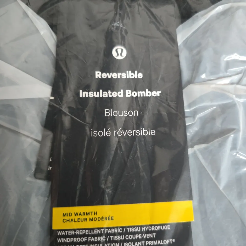 LULULEMON REVERSIBLE INSULATED BOMBER JACKET SIZE M – MID WARMTH, PRIMALOFT INSULATION