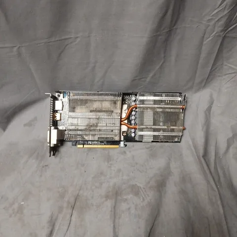 PCIE GRAPHICS CARD – DUAL COPPER HEATPIPE HEATSINKS. MODEL UNSPECIFIED.